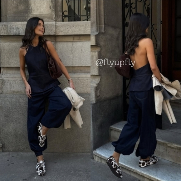 ZARA DENIM BALLOON PANTS BLUE SIZE XS - Picture 6 of 15